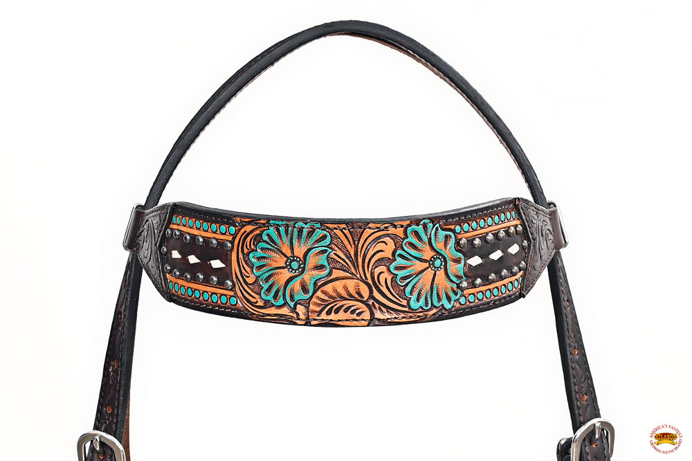 HILASON Western Horse Headstall Breast Collar Leather Brown