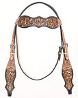 HILASON Western Horse Headstall Breast Collar Leather Tan