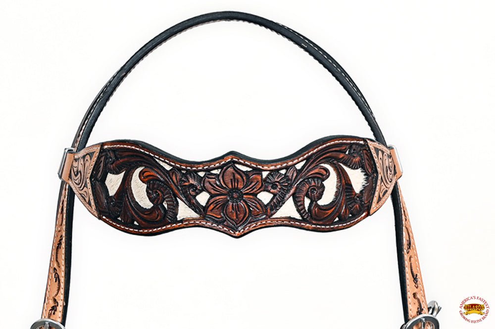 Hand-Carved Leather Western Headstall And Breast Collar Set For Training And Showing