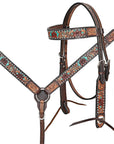 Hand-Carved Leather Western Headstall And Breast Collar Set For Training And Showing