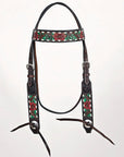 Hand-Carved Leather Western Headstall And Breast Collar Set For Training And Showing