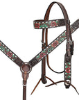 Hand-Carved Leather Western Headstall And Breast Collar Set For Training And Showing