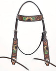 Hand-Carved Leather Western Headstall And Breast Collar Set For Training And Showing