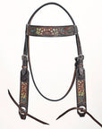 Hand-Carved Leather Western Headstall And Breast Collar Set For Training And Showing