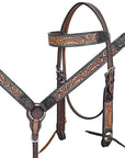 Hand-Carved Leather Western Headstall And Breast Collar Set For Training And Showing