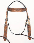 Hand-Carved Leather Western Headstall And Breast Collar Set For Training And Showing