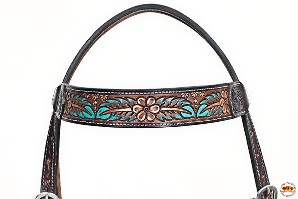 HILASON Western Horse Headstall Breast Collar Leather Brown
