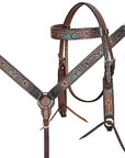 Hand-Carved Leather Western Headstall And Breast Collar Set For Training And Showing