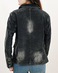 American Darling Genuine Vintage leather Hand tooled hand carved Women Blazer shirt jacket dress ladies girl