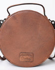 American Darling ADBG1192 Canteen Hand Tooled Genuine Leather Women Bag Western Handbag Purse