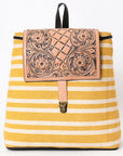 OHLAY KBZ111 Backpack Hand Tooled Upcycled Canvas Genuine Leather women bag western handbag purse