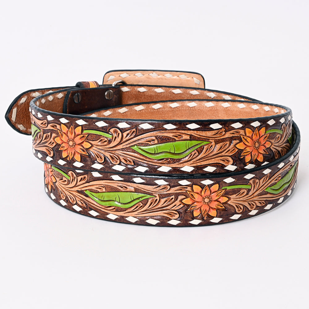 American Darling ADBLF176-L Beautifully Hand Tooled Genuine American Leather Belt Men and  Women