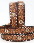 American Darling ADBLF184-L Beautifully Hand Tooled Genuine American Leather Belt Men and  Women