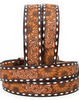 American Darling ADBLF185-L Beautifully Hand Tooled Genuine American Leather Belt Men and  Women
