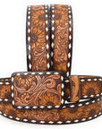 American Darling ADBLF185-L Beautifully Hand Tooled Genuine American Leather Belt Men and  Women