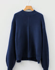 Solid Front Seam Drop Shoulder Sweater