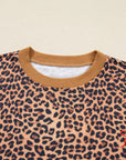 Leopard Bow Embroidered Pullover and Pants Set