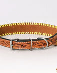 HILASON Western Genuine Leather Heavy Duty Dog Collar Floral Tooled