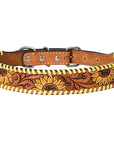 HILASON Western Genuine Leather Heavy Duty Dog Collar Floral Tooled