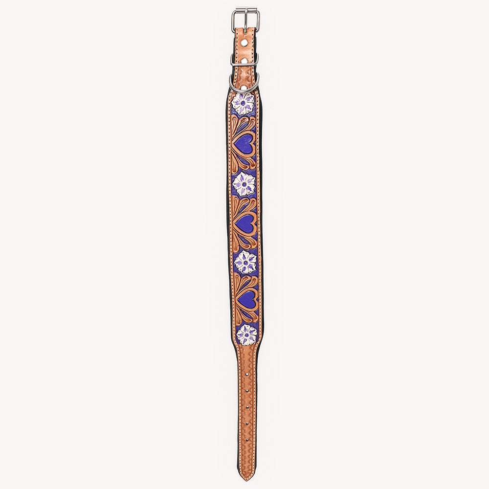 HIlason Genuine Leather Dog Collar Hand Tooled