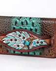 American Darling ADBG1195A Genuine Croc Leather Women Clutch Western Handbag Purse