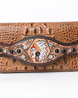 American Darling Clutch Hand Tooled Crocodile Embossed Genuine Leather Women Bag Western Handbag Purse