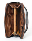 American Darling Clutch Hand Tooled Crocodile Embossed Genuine Leather Women Bag Western Handbag Purse