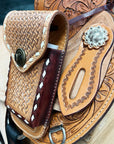 Hilason Basketweave Floral Cell Phone Case Tan American Leather
