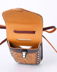 Hilason Basketweave Floral Cell Phone Case Tan American Leather