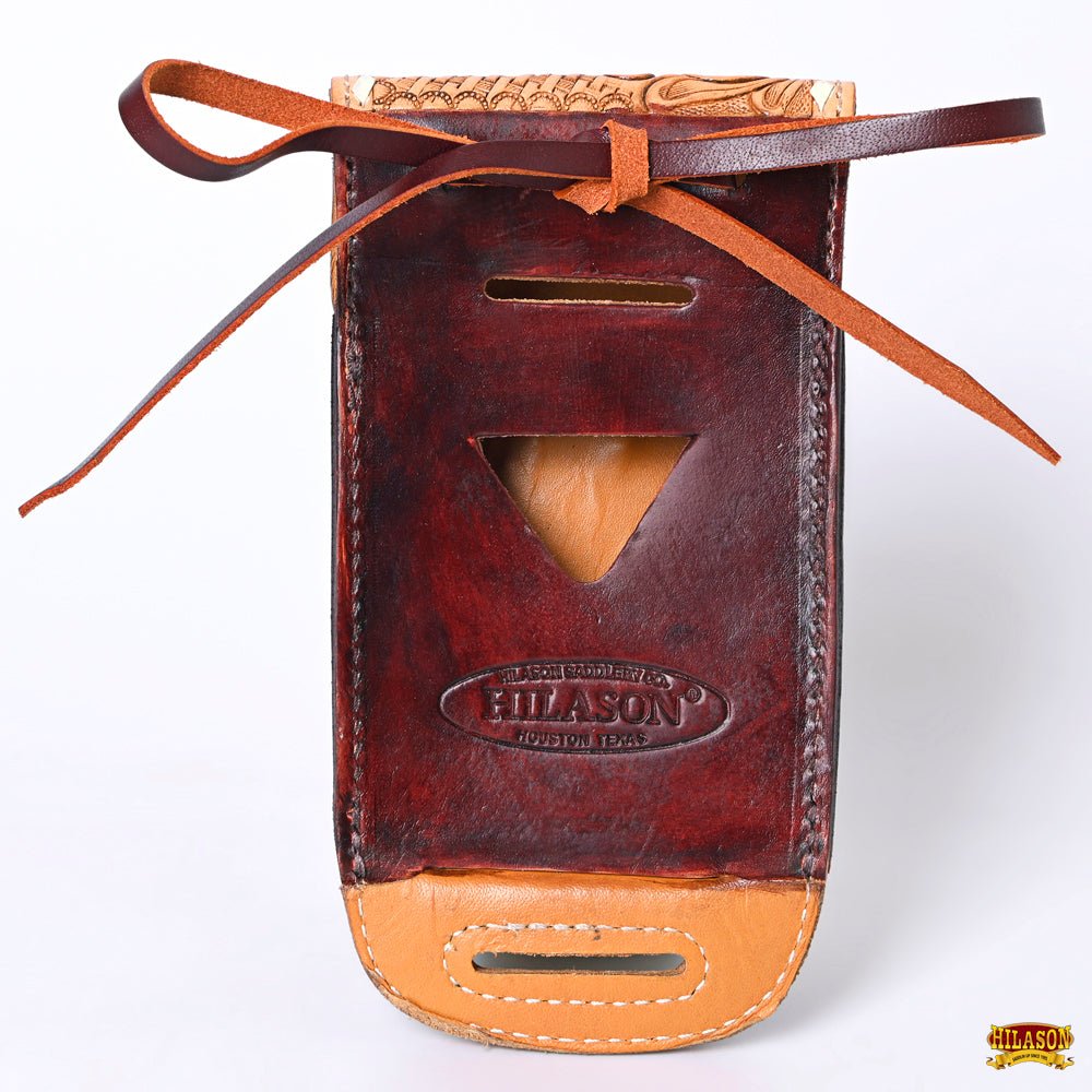 Hilason Basketweave Floral Cell Phone Case Tan American Leather
