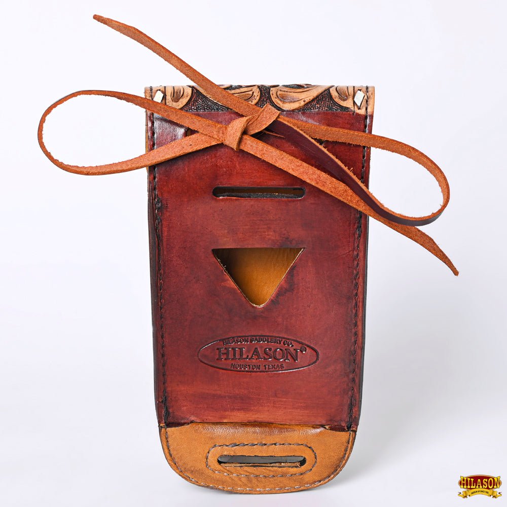 Hilason Basketweave Floral Cell Phone Case Tan American Leather