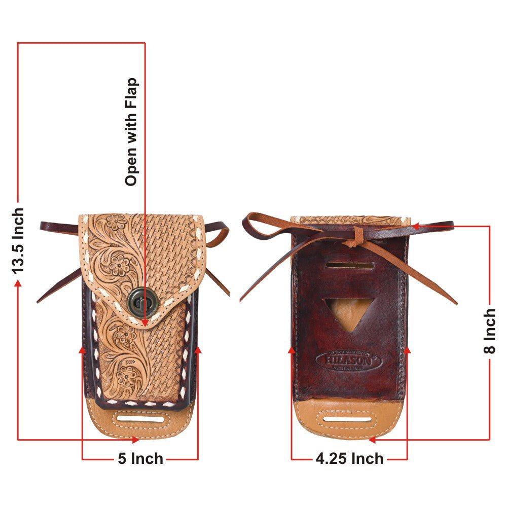 Hilason Basketweave Floral Cell Phone Case Tan American Leather