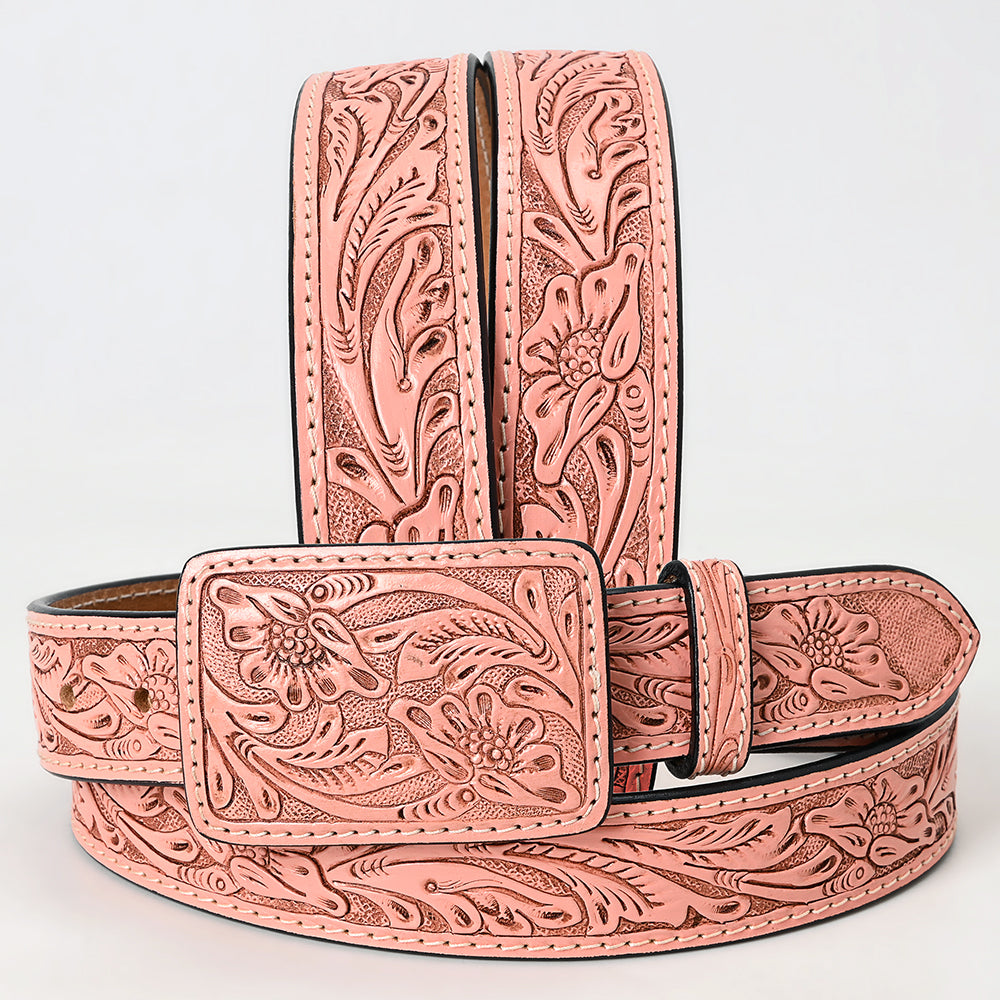American Darling Hand Tooled Carved Unisex Genuine American Leather Belt Tan
