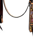 HILASON Western Horse Headstall & Breast Collar Tack Set American Leather Floral Carving Tan