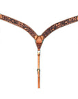 HILASON Western Horse Headstall & Breast Collar Tack Set American Leather Floral Carving Tan