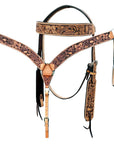 Hand-Carved Leather Western Headstall And Breast Collar Set For Training And Showing