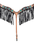 Hilason Horse Floral Hand Painted American Leather Breast Collar Headstall Painted