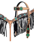 Hilason Horse Floral Hand Painted American Leather Breast Collar Headstall Painted