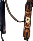 Hilason Horse Floral Hand Painted American Leather Breast Collar Headstall Brown