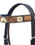Hilason Horse Floral Hand Painted American Leather Breast Collar Headstall Brown
