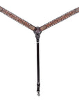 Hilason Horse Floral Hand Carved American Leather Breast Collar Headstall Dark Brown