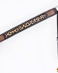 Handcrafted Leather Breast Collar Headstall For Western Horse With Cheetah Print