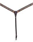 Handcrafted Leather Breast Collar Headstall For Western Horse With Cheetah Print