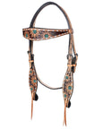 HILASON Western Horse Headstall & Breast Collar American Leather Floral Carving