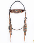HILASON Western Horse Headstall & Breast Collar American Leather Floral Carving
