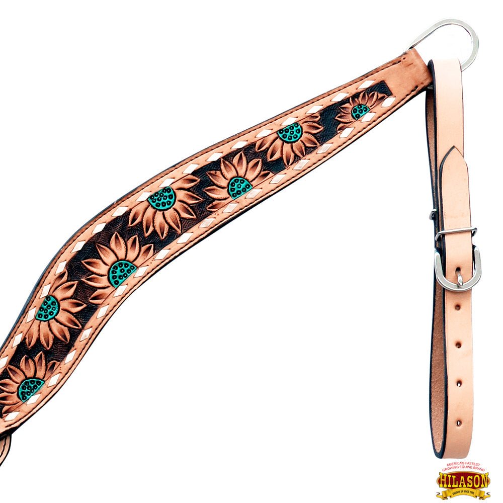 HILASON Western Horse Headstall &amp; Breast Collar American Leather Floral Carving