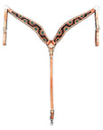 HILASON Western Horse Headstall & Breast Collar American Leather Floral Carving