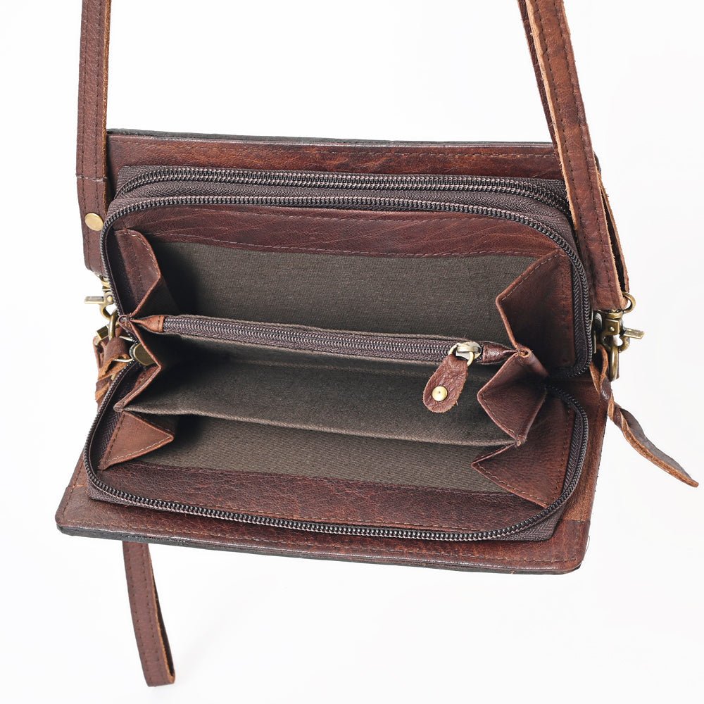American Darling Organiser Hair-On Hand Tooled Genuine Leather Women Bag Western Handbag Purse