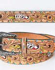 American Darling ADBLF149-L Beautifully Hand Tooled Genuine American Leather Belt Men and  Women