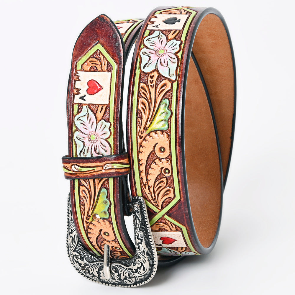American Darling ADBLF156-L Beautifully Hand Tooled Genuine American Leather Belt Men and  Women